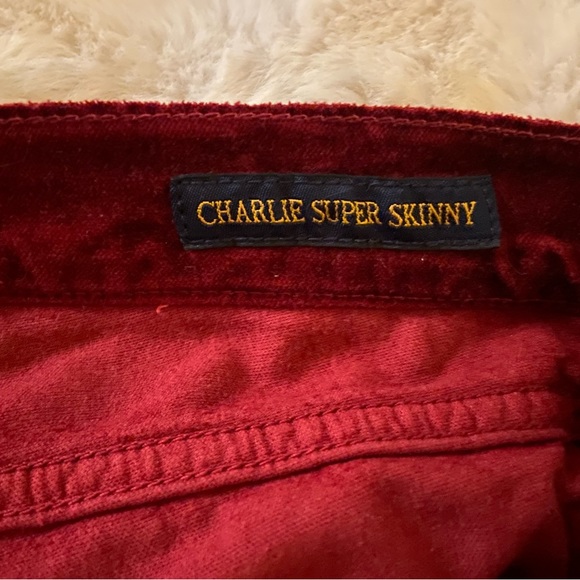 Lucky Velour Red Burgundy Charlie Skinny Pants - Picture 7 of 13